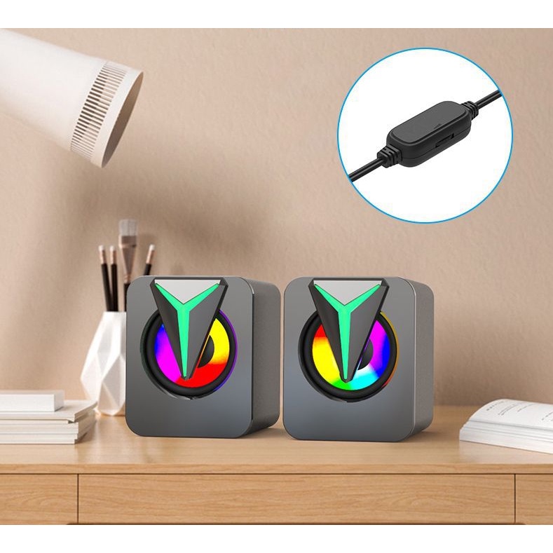 Loa Máy Tính - Loa Để Bàn Cao Cấp Đèn Led Đổi Màu Liên Tục Âm Bass Mạnh Mẽ