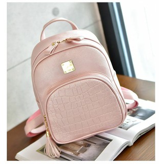 Balo Da Thời Trang Vân Cá Sấu Hồng