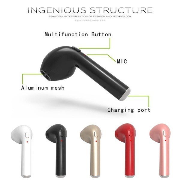 Tai nghe không dây V4.1 Tai nghe Bluetooth I7 Tai nghe thể thao tàng hình Tai nghe móc tai có mic