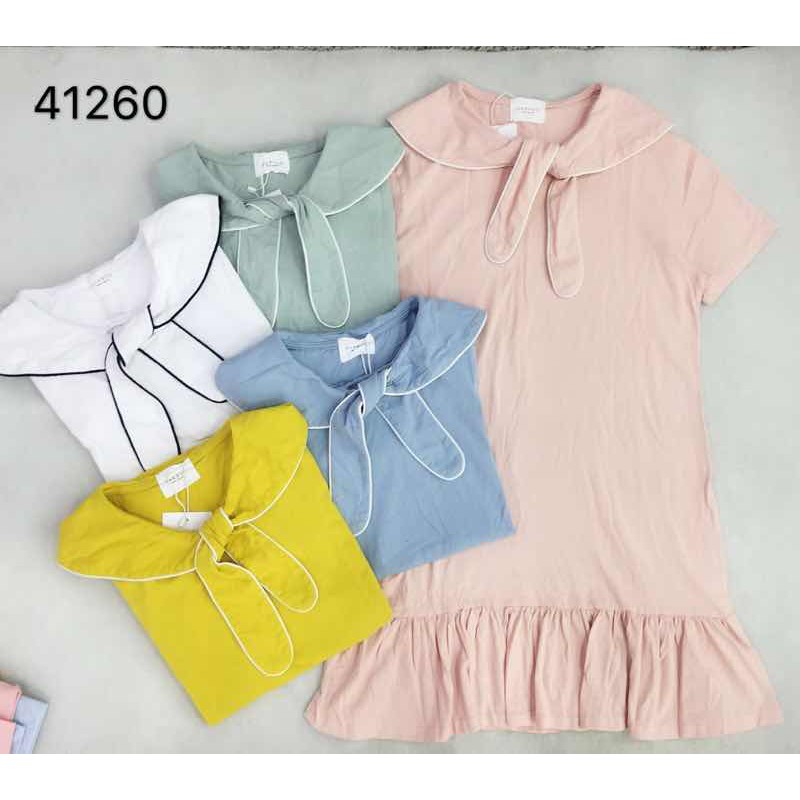 41260. ĐẦM COTTON NƠ CỔ