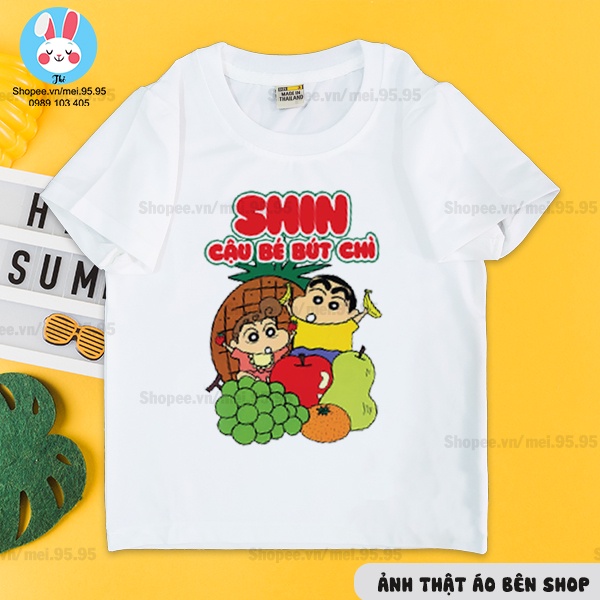 Áo thun ku shin cậu bé bút chì dành cho bé,áo in hình ku shin sắc nét cute có nhiều kích cỡ