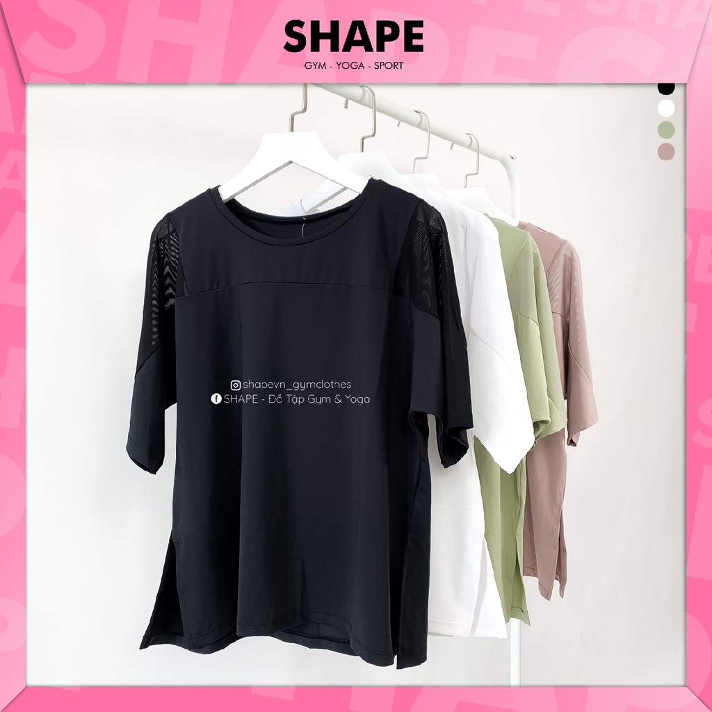 Áo cộc tập thể thao nữ Shape trơn lưới vai [AC071]