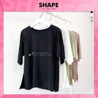 Áo cộc tập thể thao nữ Shape trơn lưới vai