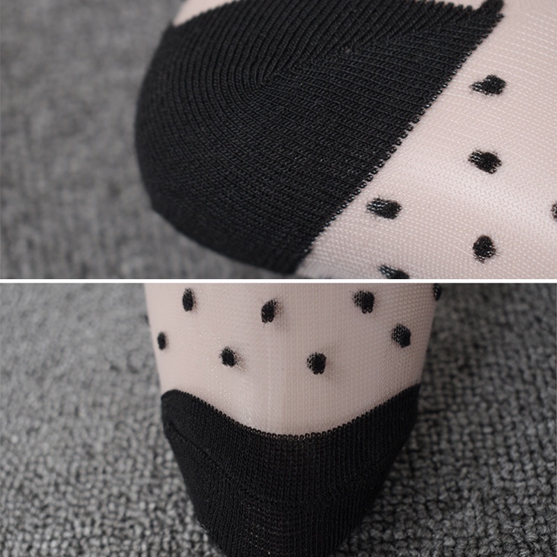 Vớ ecmln vải lưới trong suốt co giãn in họa tiết chấm bi phối ren quyến rũ nhiều kiểu dáng dành cho nữ 2022