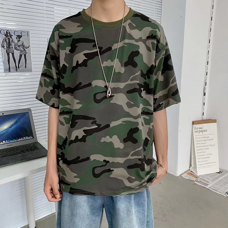 Áo Thun Nam Ngắn Tay Họa Tiết Rằn Ri Phong Cách Đường Phố Mới Có Size M-3XL