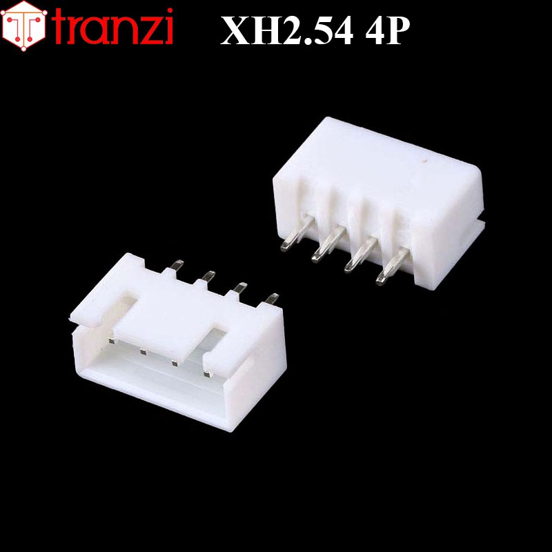 Giắc cắm header 2.54mm XH2.54 4P chân cắm thẳng trắng - túi 50 cái
