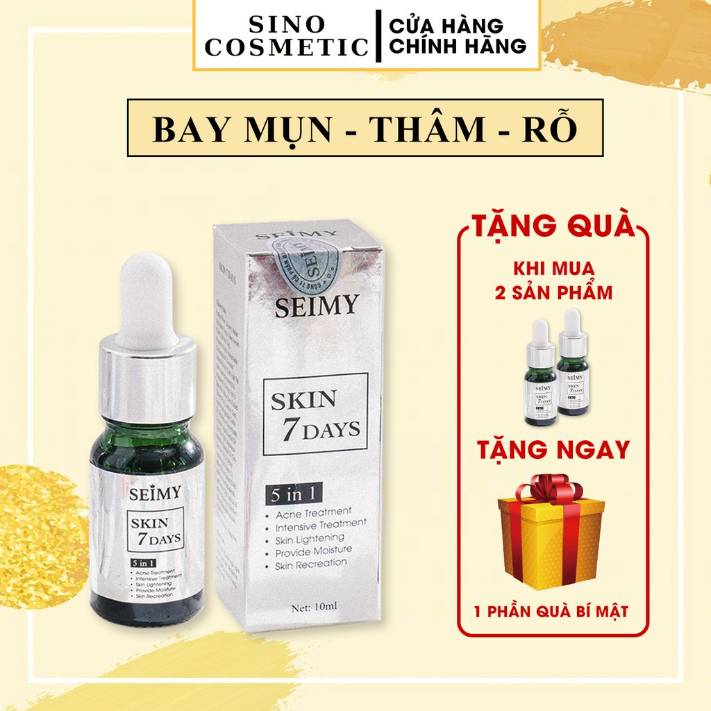 Serum giảm mụn thâm rỗ Seimy - Skin 7 Days - Công dụng 5 trong 1 hiệu quả sau 7-14 ngày - Mờ thâm, mụn, mụn ẩn