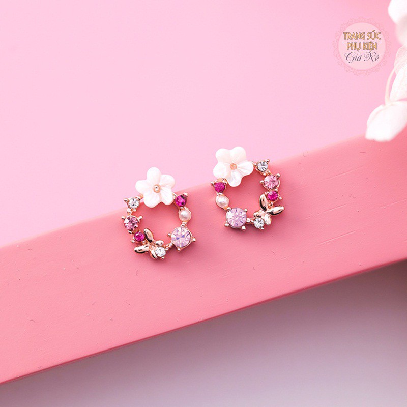 Bông tai thời trang Hàn vòng tròn hoa cực dễ thương HT178