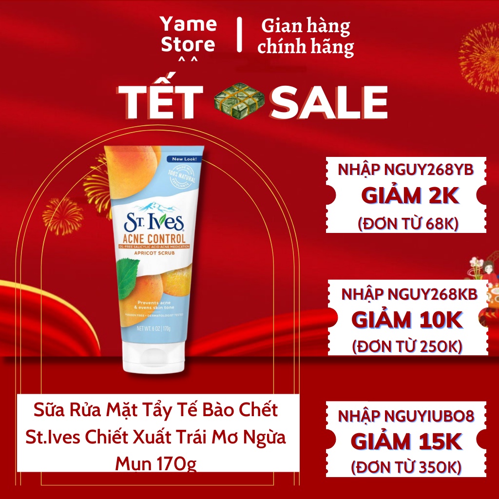 SỮA RỬA MẶT TẨY TẾ BÀO CHẾT TƯƠI MÁT ST.IVES CHIẾT XUẤT TRÁI MƠ 170ml
