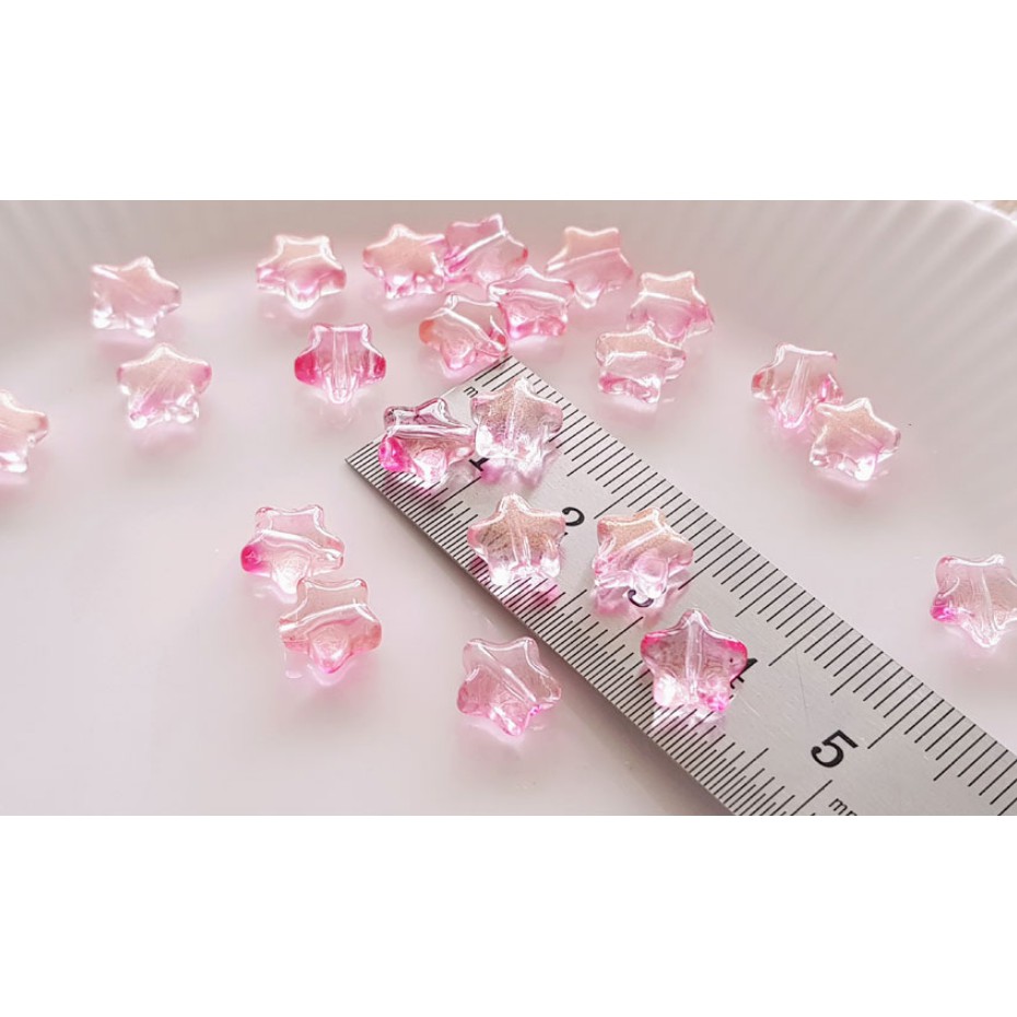 Charm thủy tinh sao nhỏ pastel trong xỏ lỗ 2 đầu T2 /Nguyên liệu làm vòng tay