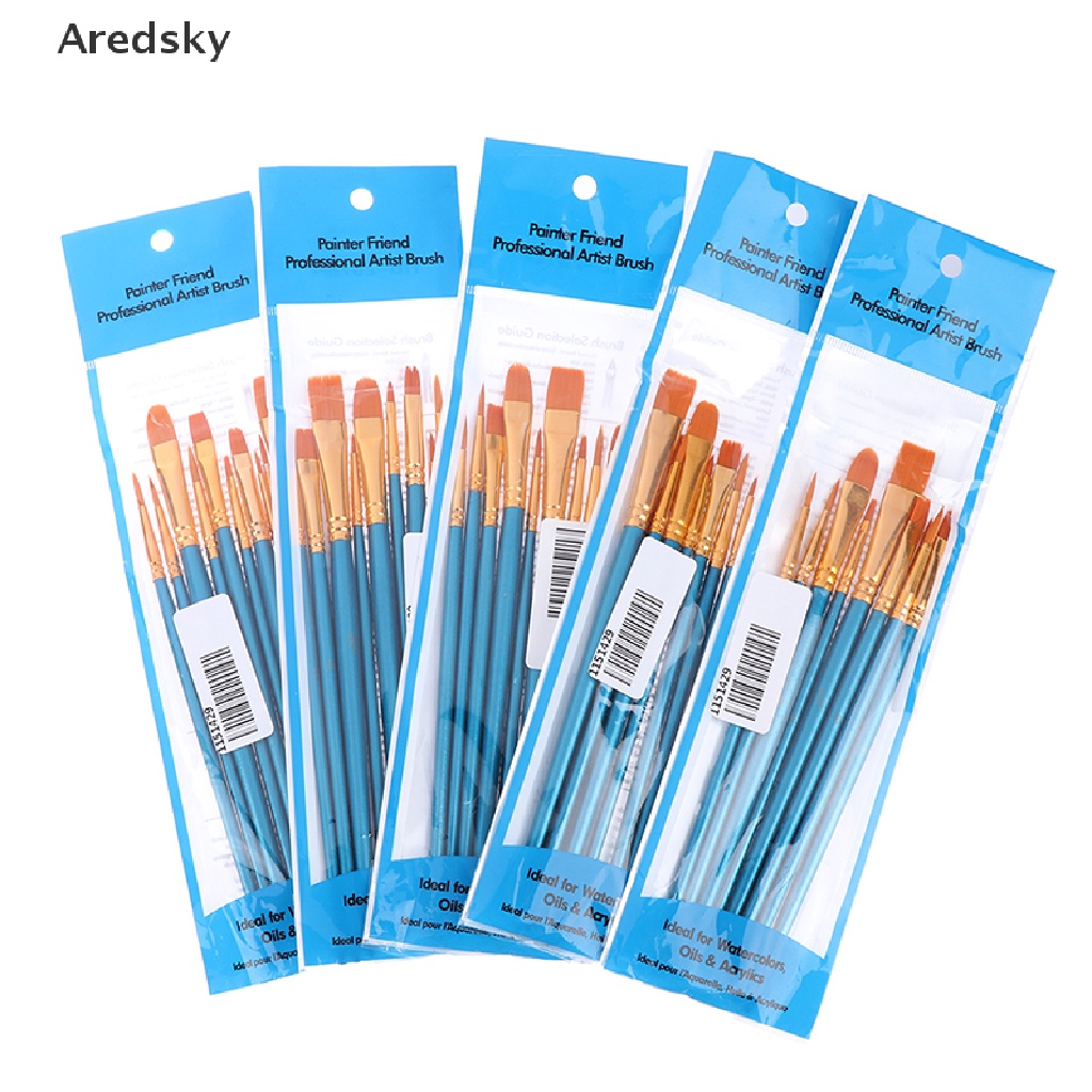 Bộ 10 Cọ nylon Vẽ Màu Nước Acrylic Kèm Móc Đa Năng