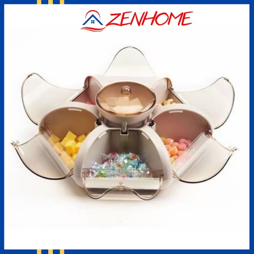 Khay đựng bánh kẹo hộp đựng mứt tết hình cánh sen 6 cánh tự bung cao cấp mẫu mới nhất