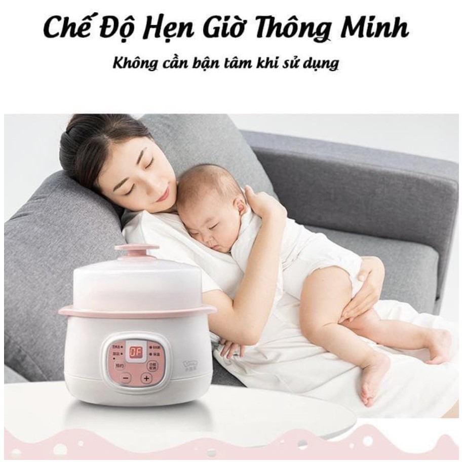 Nồi hầm đa chức năng hầm cháo trưng yến Chén nấu canh sứ 200w màu trắng kem