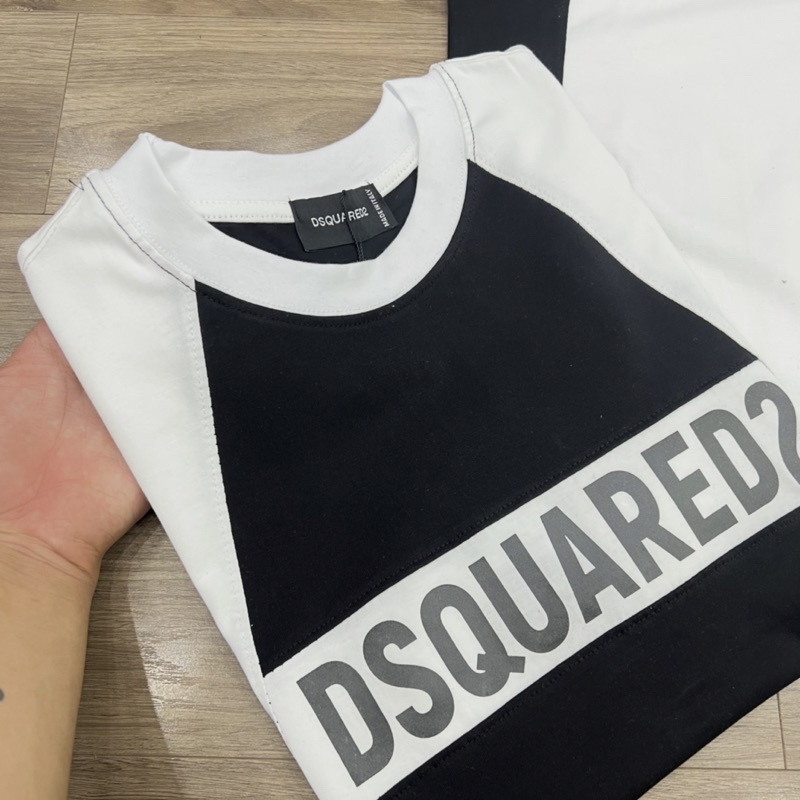 Áo Phông Cổ Tròn In DSQ 2 Phối Màu Trắng Đen AP249