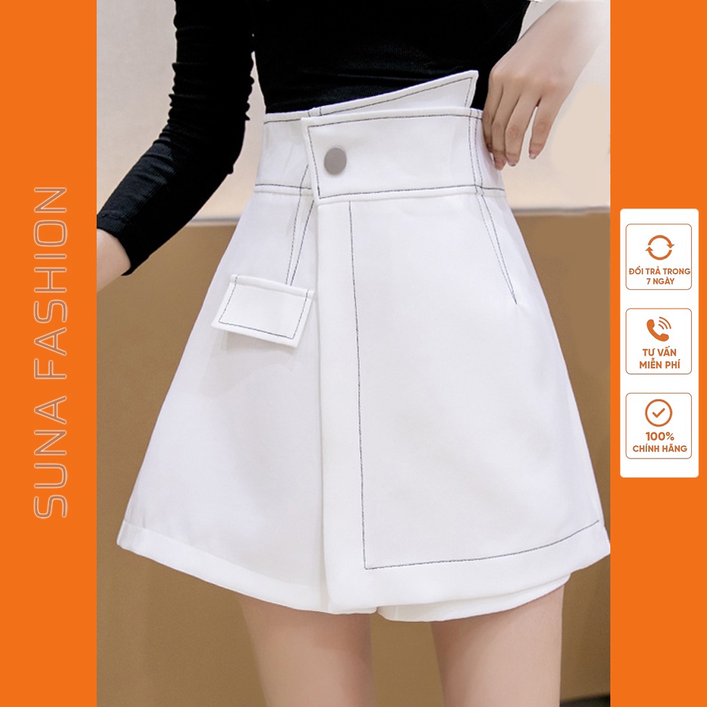 Chân váy nữ vạt chéo chỉ nổi , Quần giả váy lưng cao vạt chéo SUNA FASHION từ 42 - 60kg