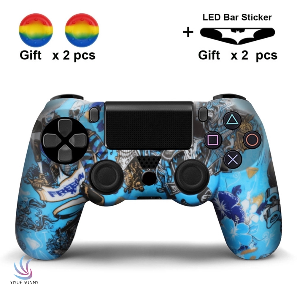 Set 2 Miếng Dán Silicon Bảo Vệ Tay Cầm Chơi Game Ps4 Playstation 4 Pro Slim Kèm 2 Đèn Led