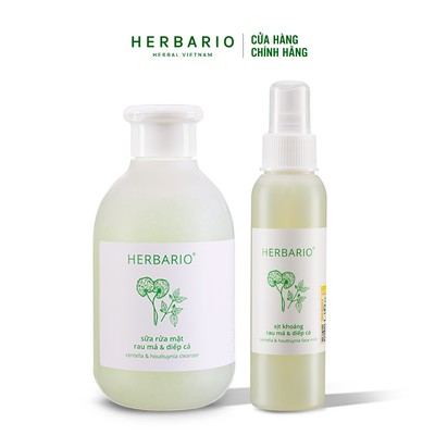 Combo Sữa rửa mặt rau má và diếp cá herbario 200ml + xịt khoáng rau má và diếp cá herbario 100ml