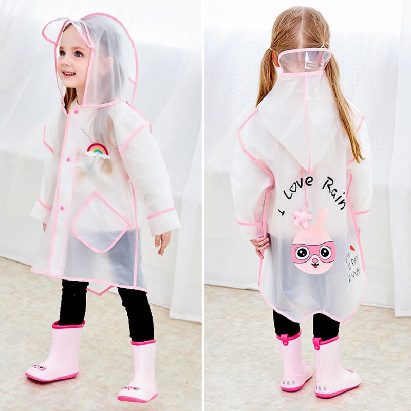 Mary☆Children Boys Girls Waterproof Rainwear Cute Kids Baby Transparent Poncho