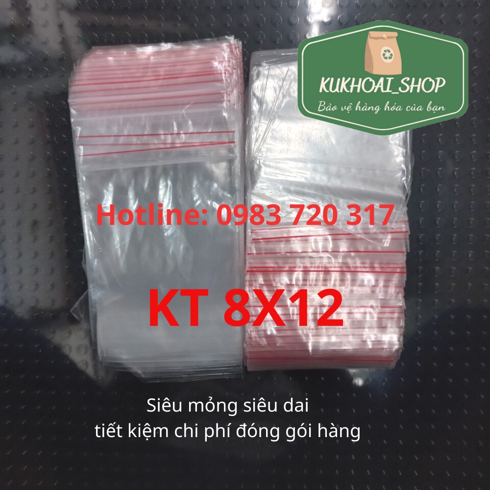 COMBO 500 Túi Zip Số 4 KT 8x12cm Siêu Mỏng Và Dai Để Đóng Gói Hàng