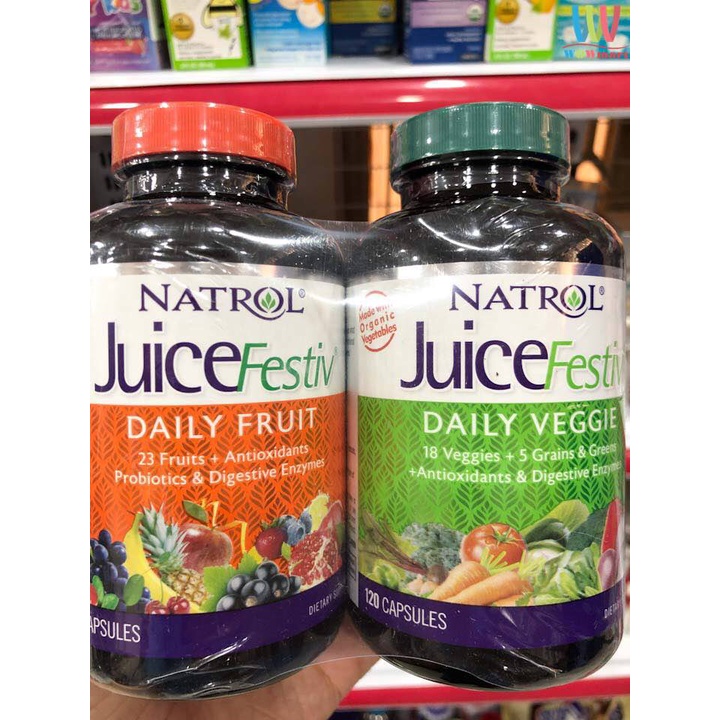 Viên uống bổ sung Vitamin từ rau củ quả Natrol JuiceFestiv 120 viên x2