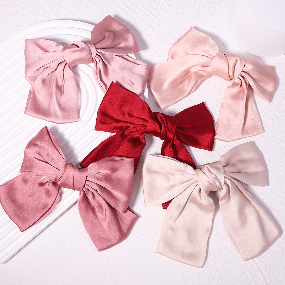 Kẹp tóc nơ KIDSBOWS vải satin hai lớp thời trang xinh xắn cho nữ