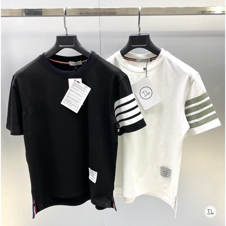Áo phông Nam Nữ in hình 4 sọc cổ tay from thụng Unisex