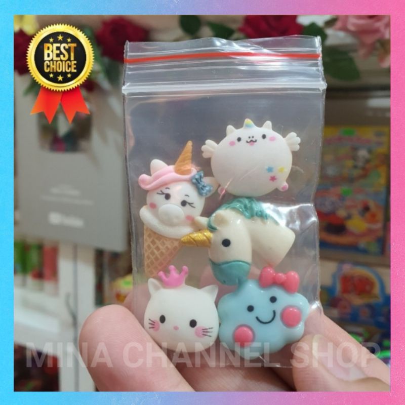 Charm Nguyên liệu làm Slime, Trang Trí Slime Siêu Đẹp, Set 5 Cái Siêu Xinh