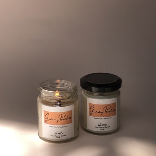 Nến thơm thiên nhiên tinh dầu cao cấp từ Lá Nhỏ - Không Khói - Nến thơm Gummy Peaches (Đào Ngọt + Bạc Hà)