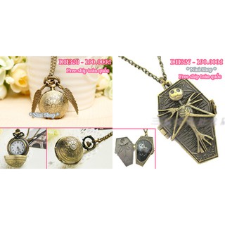 Dây chuyền đồng hồ quan tài xương-bi tròn có cánh