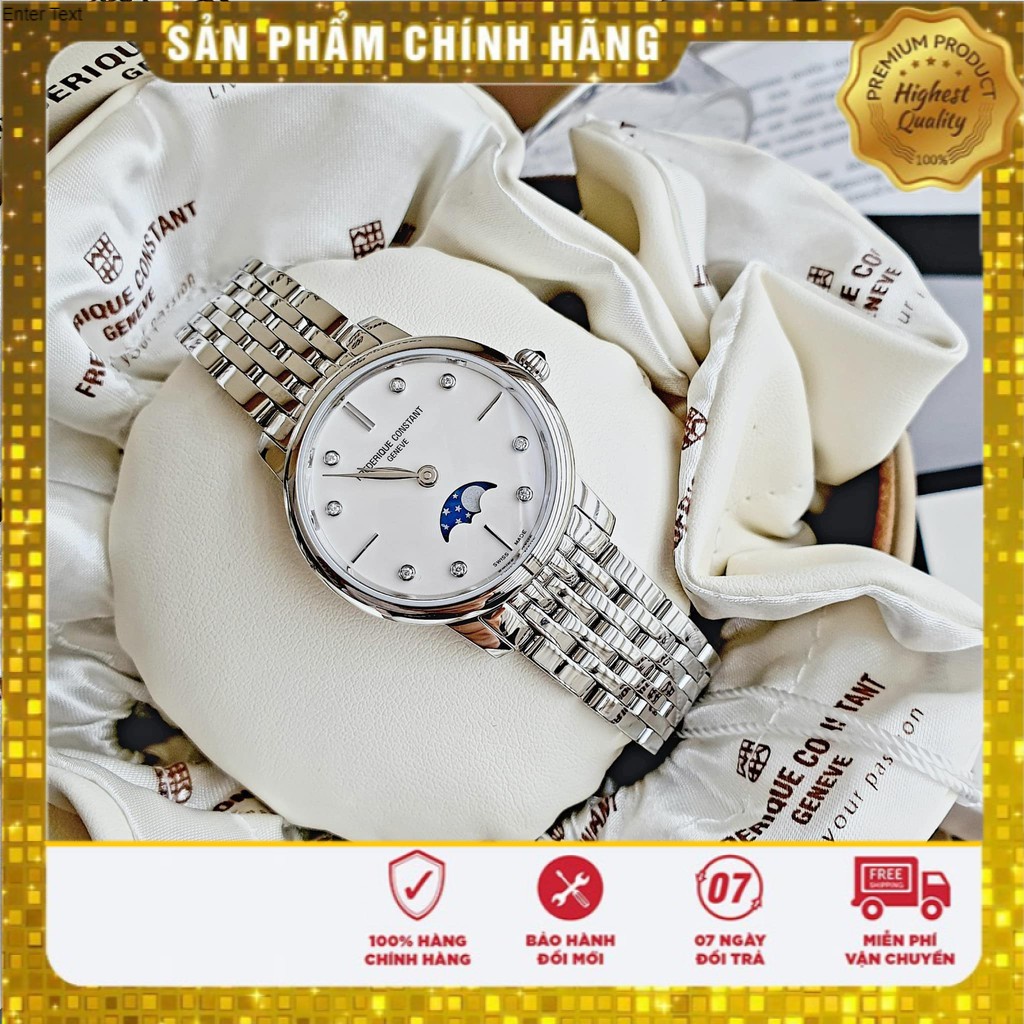 Đồng hồ nữ chính hãng Frederique Constant Moonphase - máy quartz pin Thụy Sĩ - Kính Sapphire