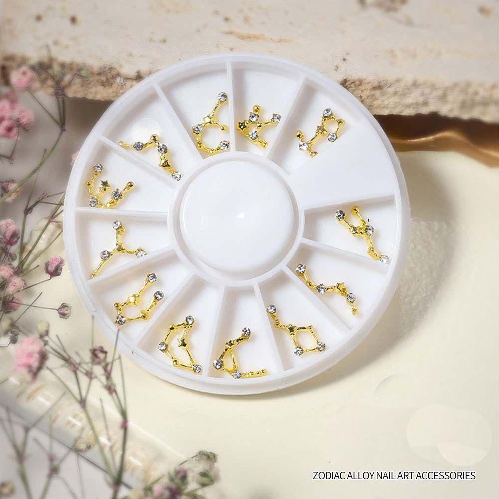 AROMA Phụ Kiện Trang Trí Móng Nghệ Thuật Hình 12 Cung Hoàng Đạo 3D Bằng Hợp Kim