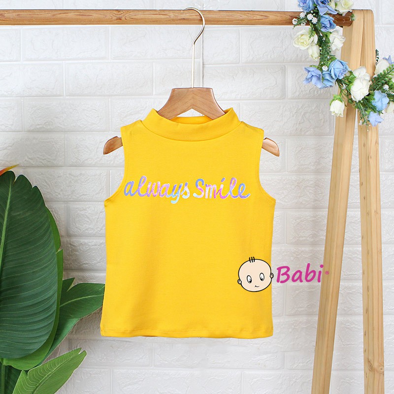 32523 Áo Thun Cổ Lọ Sát Nách Croptop In Chữ Xinh Xắn Cho Bé Gái (2 - 11 tuổi)