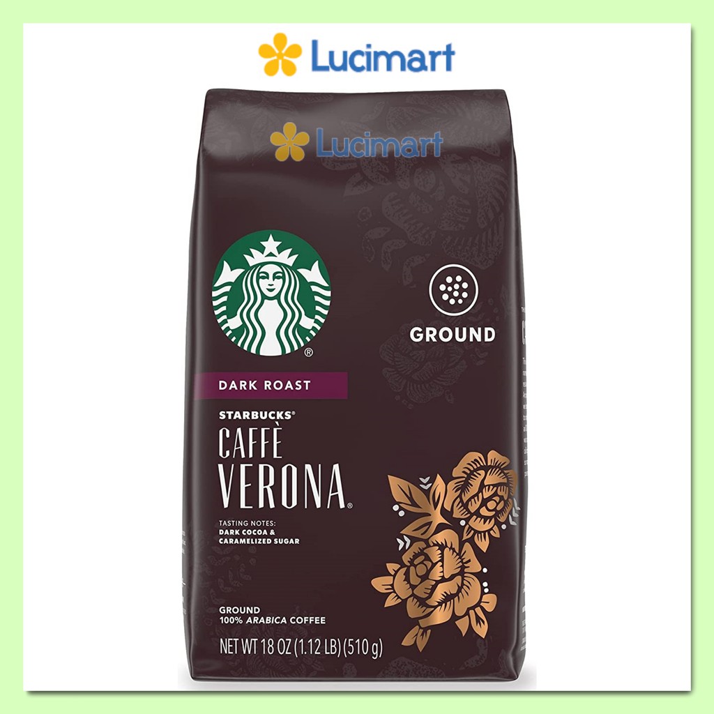 Cà phê Starbucks rang xay sẵn 100% Arabica Coffee Dark Roast 510g [Hàng Mỹ]