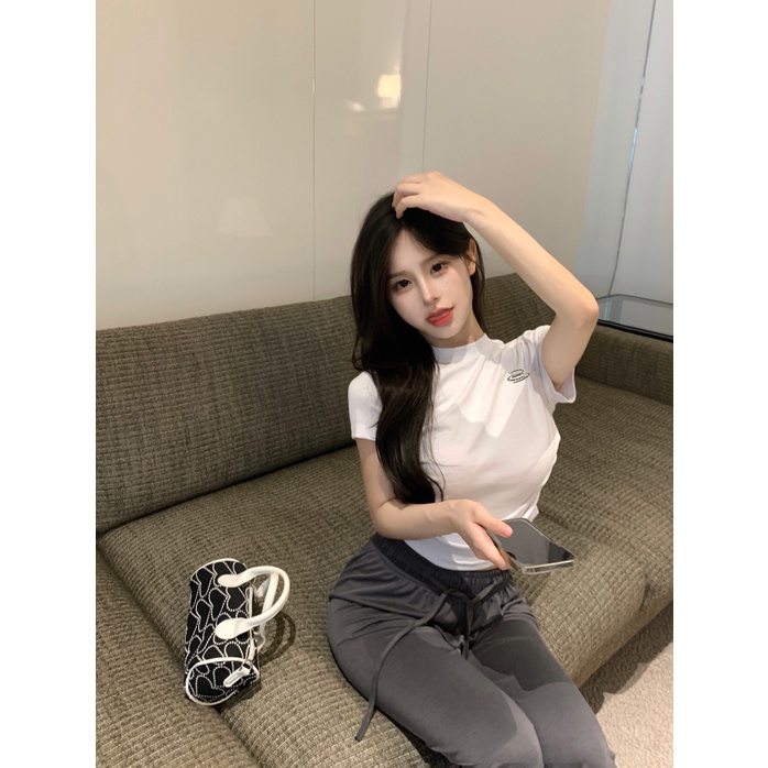 Áo Thun cotton Tay Ngắn Dáng Ôm Thời Trang Hàn Quốc Dành Cho Nữ