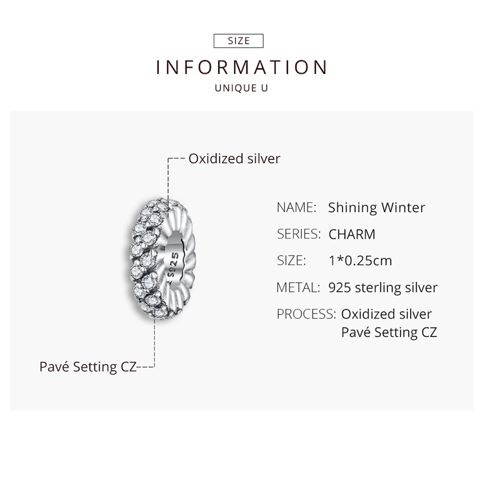 Hạt Xỏ Vòng Tay Bamoer SCC1648  Bằng Bạc Thật 925 Lấp Lánh Dùng Để Làm Vòng Tay Vân Rắn DIY Cho Nữ