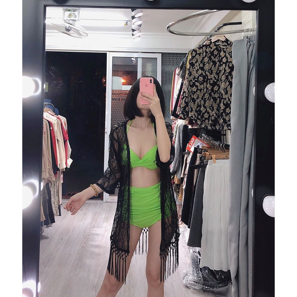 Áo choàng Bikini, áo choàng đi biển dáng dài ren hoa trắng mẫu mới cực xinh (Ảnh khách) | BigBuy360 - bigbuy360.vn