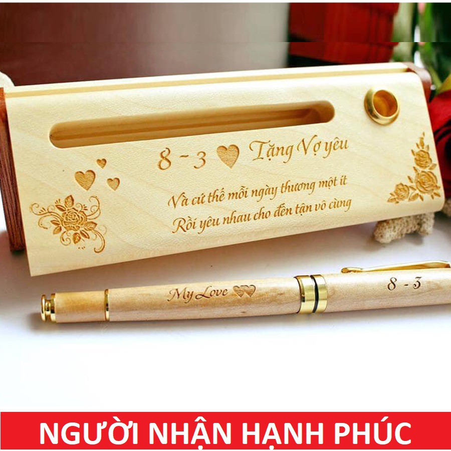 Hộp Bút Gỗ Khắc Tên Hình