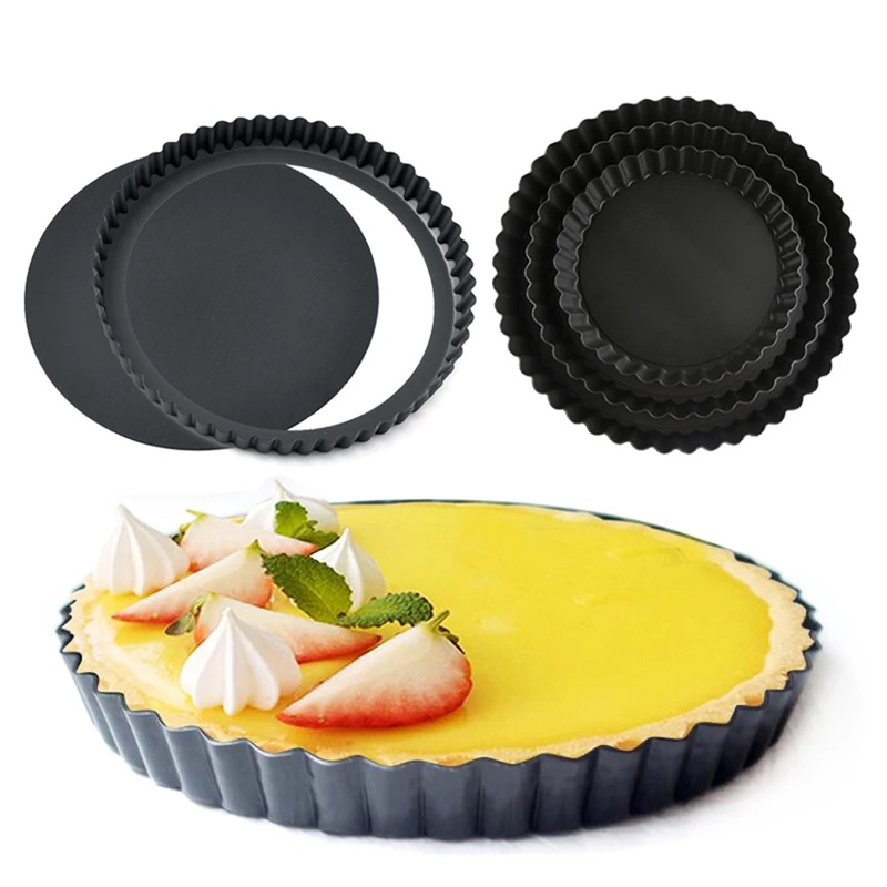 1 Khuôn Nướng Bánh Tart / Pizza Bằng Thép Carbon Chống Dính 12cm * 2cm