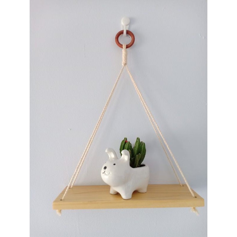 3 kệ trang trí kệ treo tường kệ gỗ thông treo tường 30x10x1,5cm cao cấp kệ treo dây kệ treo dây macrame