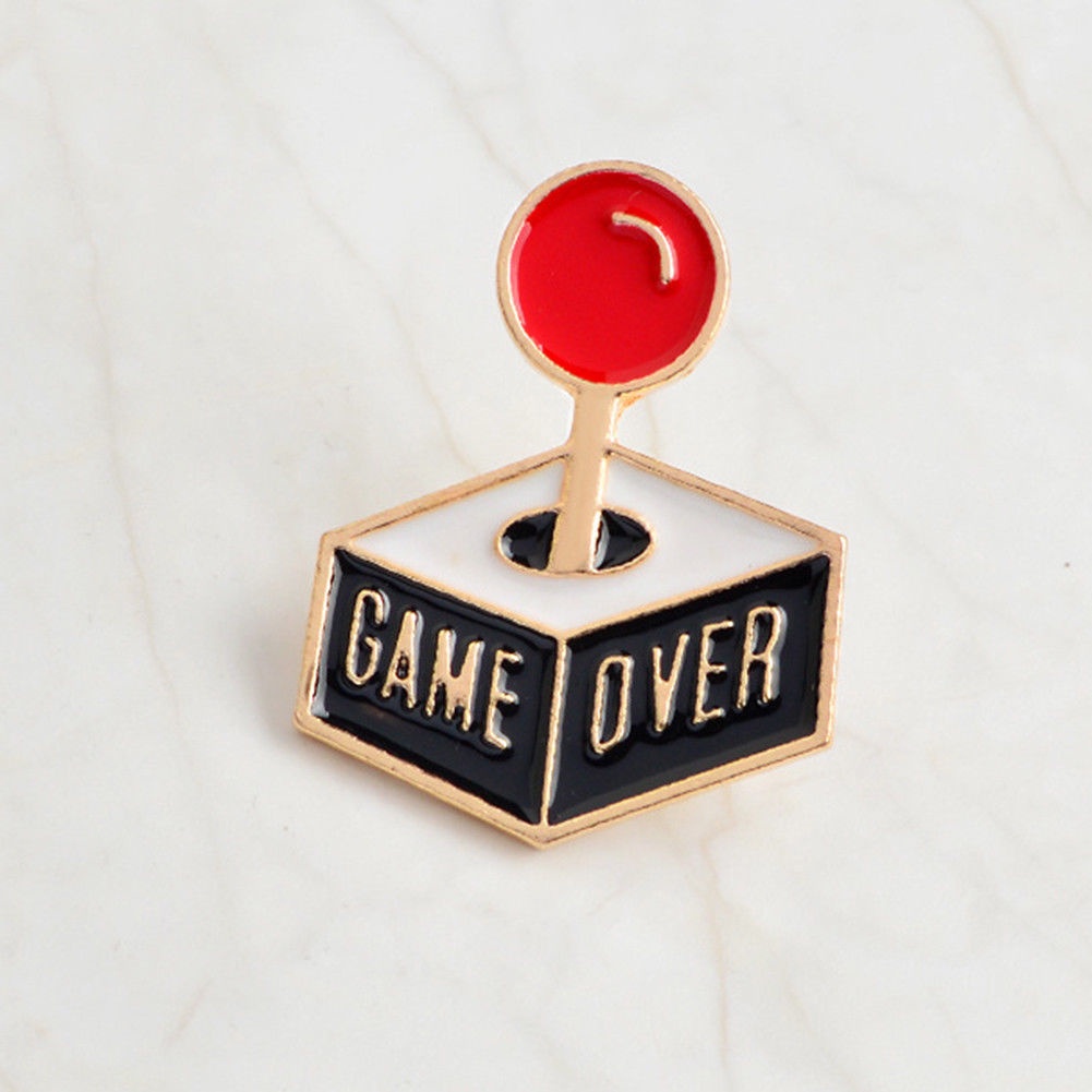YOML✔Game Over Joystick Enamel Badge Collar Lapel Brooch Pin Clothes Jewelry Decor