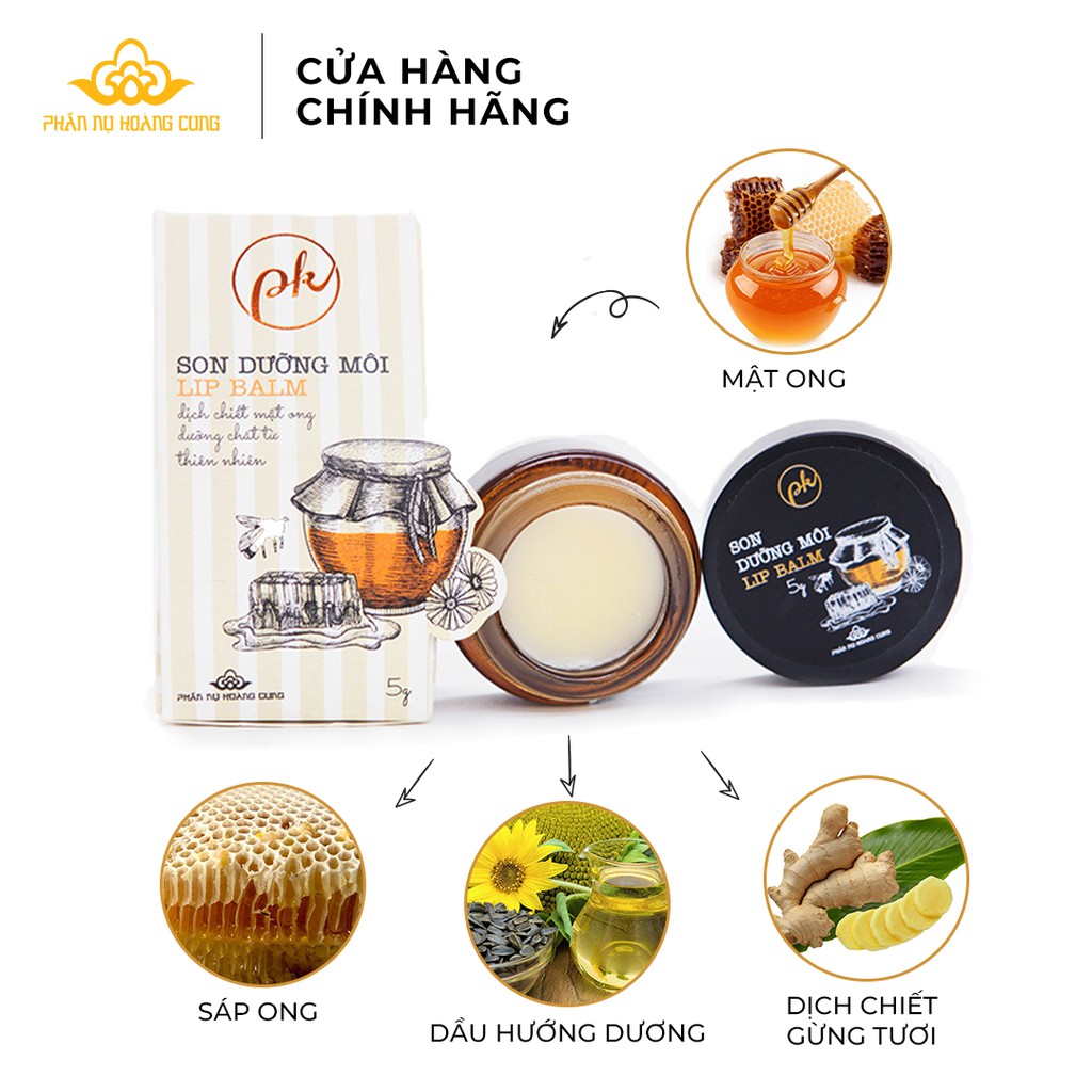 Son Dưỡng Môi Mật Ong (Lip Balm) , Son Dưỡng Không Màu Phấn Nụ Hoàng Cung 5gr