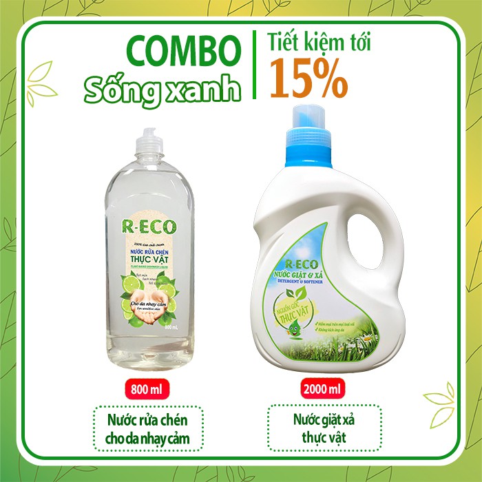 Combo Sống Xanh : Nước rửa chén hữu cơ + Nước giặt xả hữu cơ