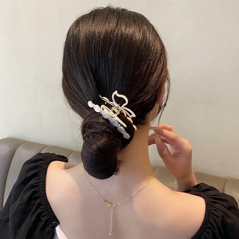 Kẹp Tóc Hình Bướm / Cá Mập Đính Đá Opal / Ngọc Trai Nhân Tạo Phong Cách Hàn Quốc