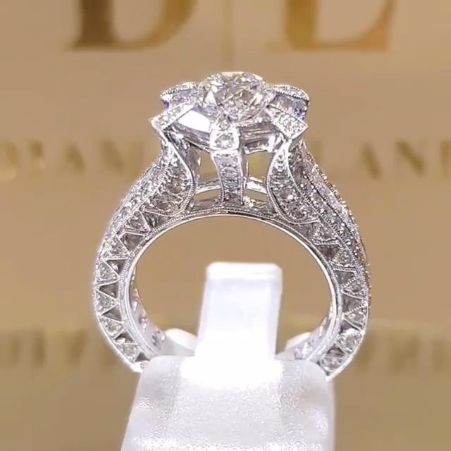 Nhẫn đính đá zircon trắng phong cách Âu Mỹ thời trang cao cấp cho nữ