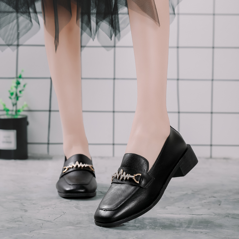 WOVO Giày nữ thời trang phiên bản Châu Âu giày da nhỏ kiểu dáng kết hợp gót dưới các mẫu phổ biến