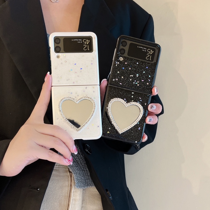 Ốp Điện Thoại Cứng Chống Sốc Tráng Gương Đính Kim Tuyến Cho Samsung Galaxy Z Flip 3 Flip 4