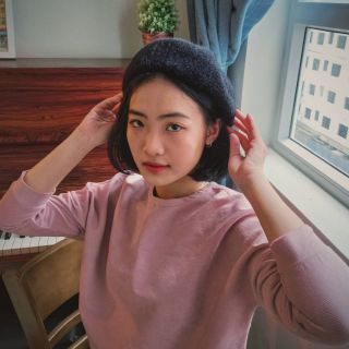Áo tay dài hồng & Quần giả váy nâu