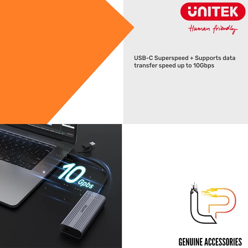 HỘP ĐỰNG Ổ CỨNG SSD TYPE-C 10GB RA CỔNG M2 PCLE/SATA ENCLOSURE S1225A UNITEK
