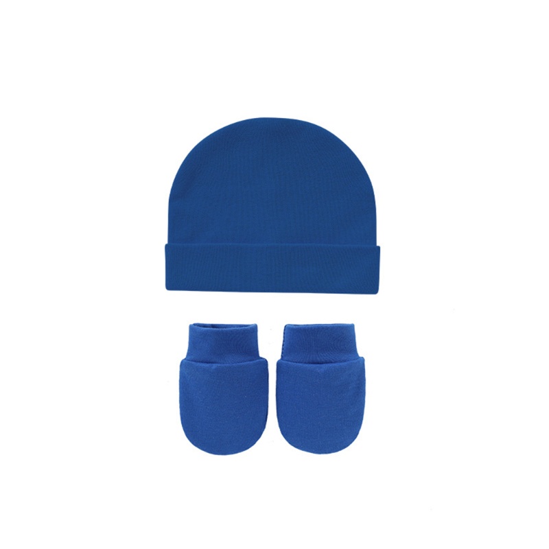 Haha Bộ Khăn Quấn Đầu + Đôi Găng Tay Cotton Mềm Mại Màu Trơn Không Trầy Xước Thoải Mái Cho Bé Sơ Sinh