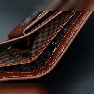 Men's Short Wallet Stone Pattern Portable Folding Wallet Bag Soft Leather Wallet